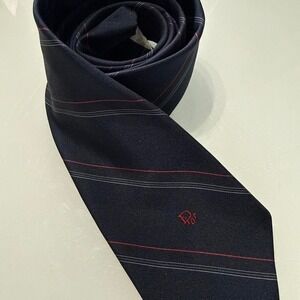 Christian Dior navy blue tie with red and white stripes #luxury #tie